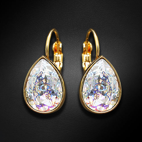 Auskarai "Kristalo Lašas (Balta Patina)" su Swarovski™ kristalais